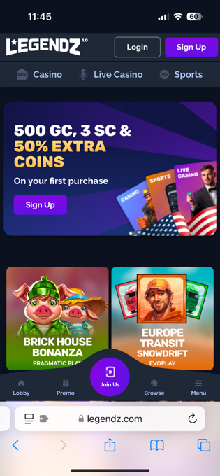 Legendz Casino Mobile App & Website