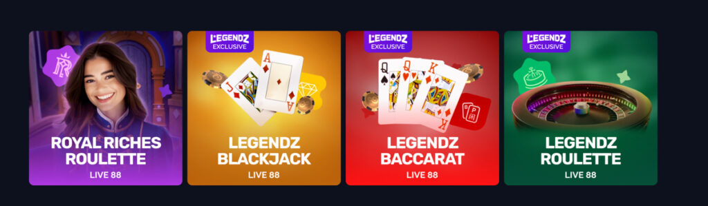 Legendz Live Casino Games