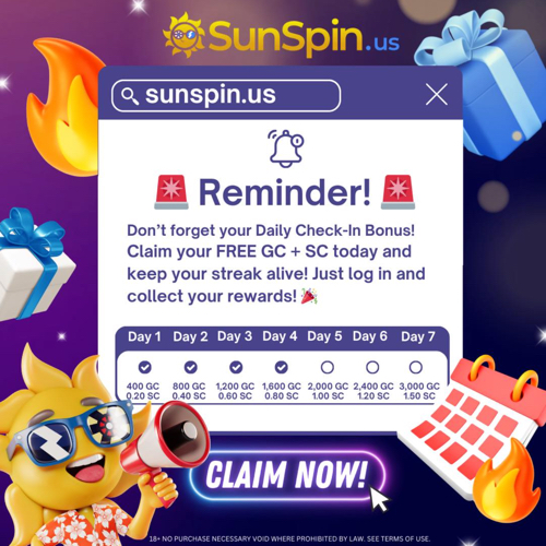 SunSpin Daily Login Bonus