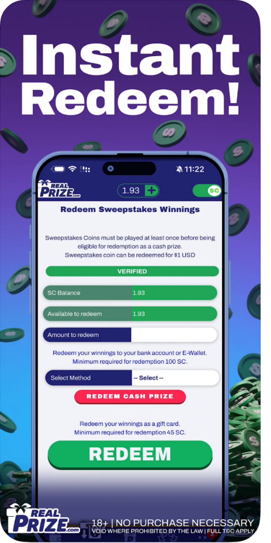 RealPrize App Redemptions