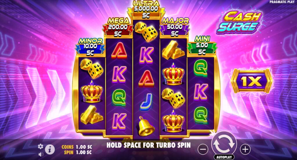 Cash Surge slot game being played online at a Colorado sweepstakes casino