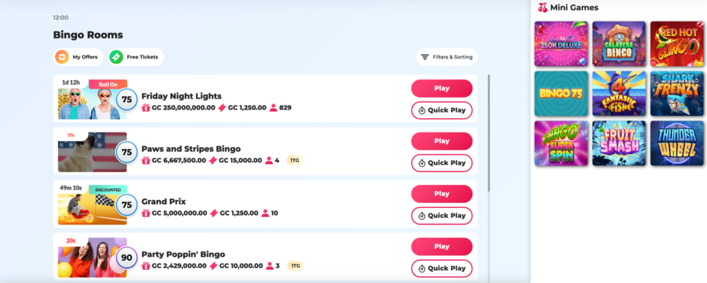Chumba Casino bingo games available to enjoy with a no deposit bonus at Oklahoma online casinos.