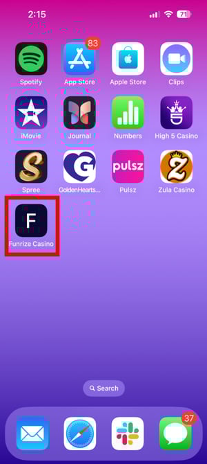 Funrize Casino iPhone Add to Home Screen