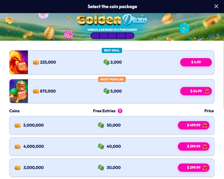 Funrize Casino First Purchase