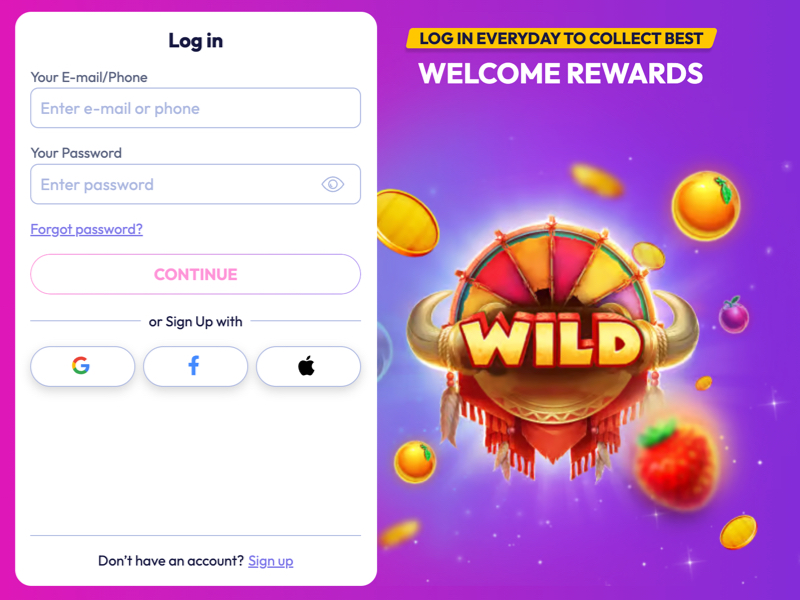 Funrize Casino Login Page