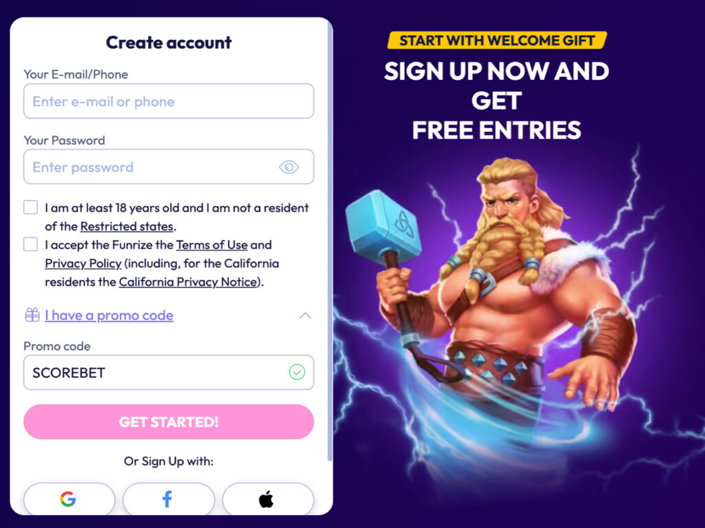 Funrize Casino Create Account