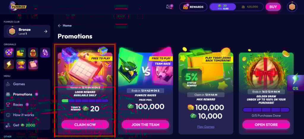 How To Claim Funrize Daily Bonus
