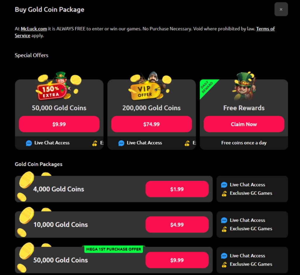 McLuck Gold Coin Package