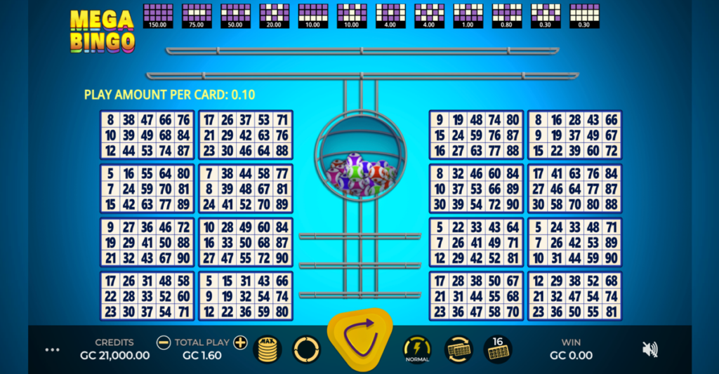 Online bingo game in progress at a Minnesota sweepstakes casino, played using a no-deposit bonus for new players