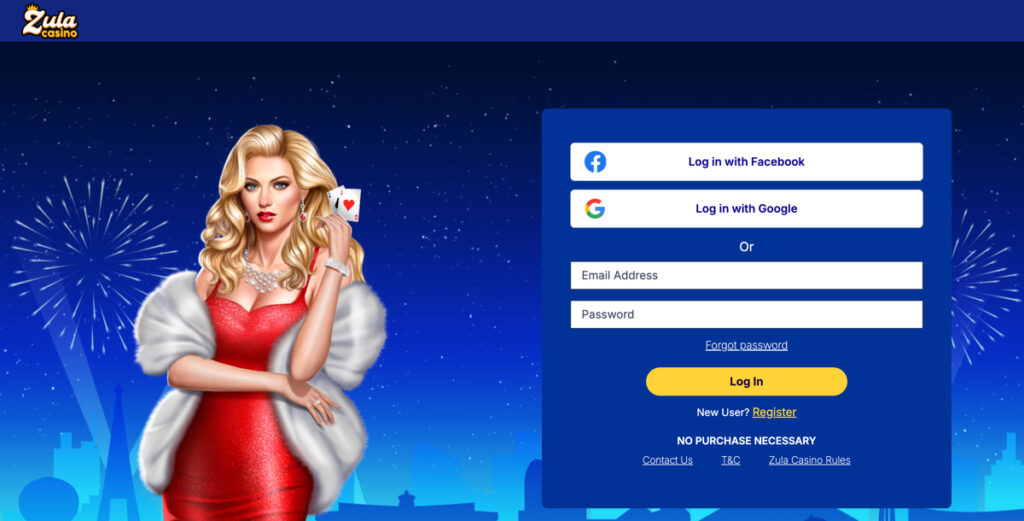 Zula Casino Login Page