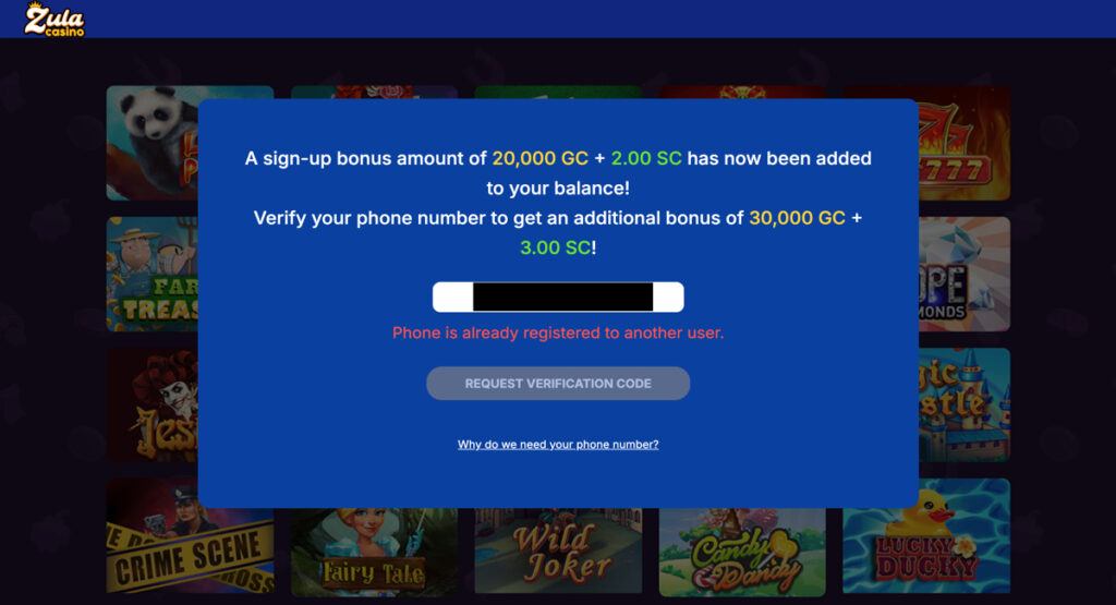 Zula Casino Phone Verification