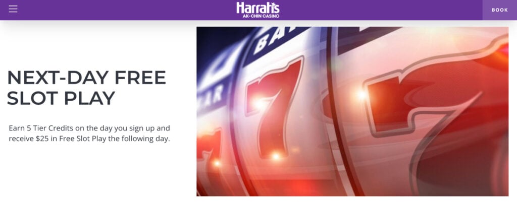 Promotional offer for new Caesars Rewards members at Harrah’s Ak-Chin Casino in Arizona