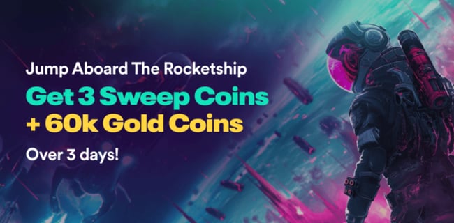 Moonspin Casino offer of 60,000 Gold Coins and 3 free Sweeps Coins with no deposit required for new players