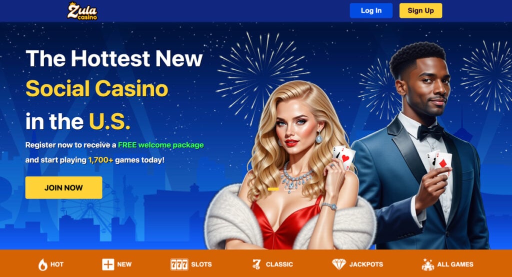 Zula Casino homepage highlighting its 1,700+ games and welcome package