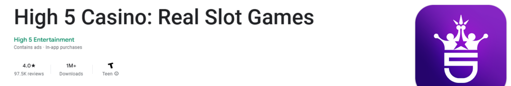 High Casino App listing on Google Play store