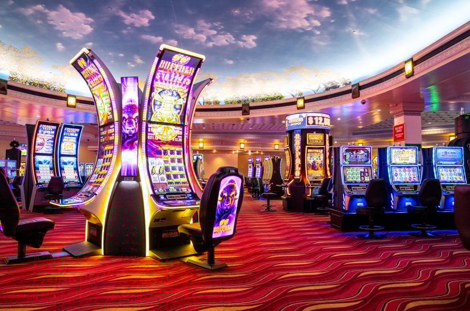 Bally’s Dover Casino floor with rows of slot machines