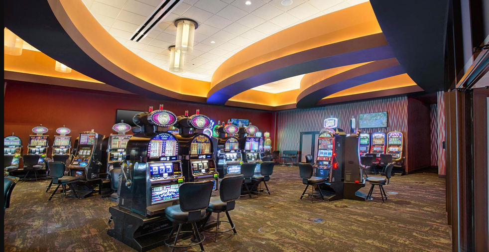 Slot machines on the casino floor at Dakota Magic Casino & Hotel in North Dakota