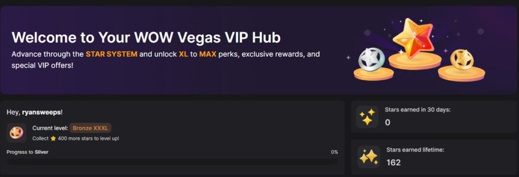 VIP Status in Wow Vegas Loyalty Rewards Program