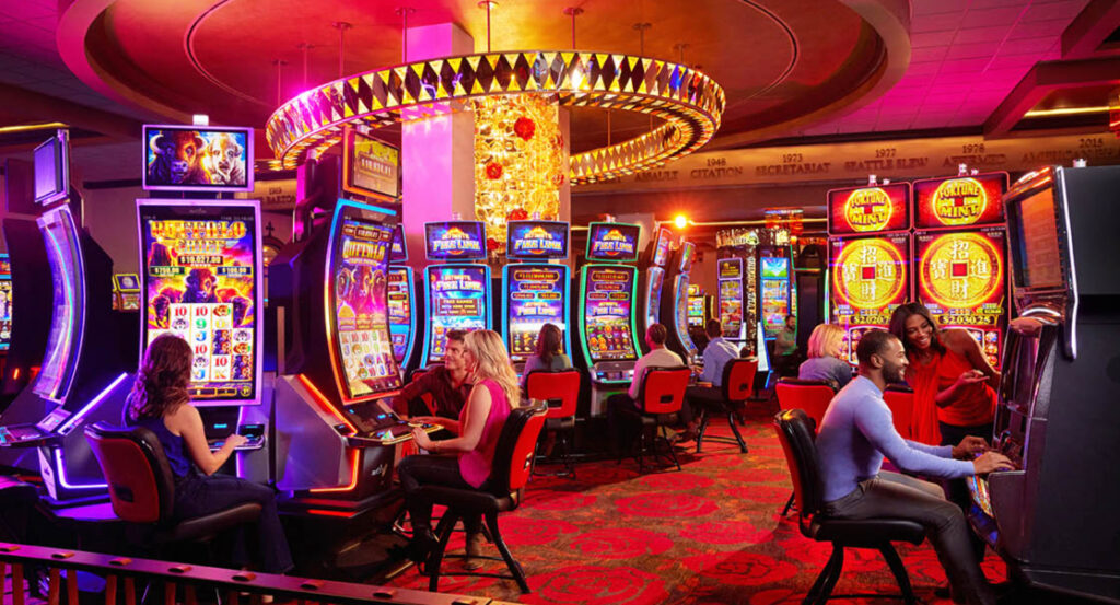 Derby City Gaming venue in Kentucky with slot-like machines on the casino floor