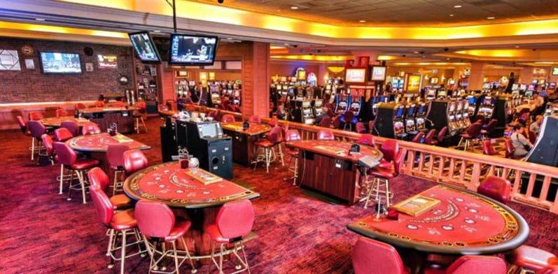 Casino floor at Horseshoe Council Bluffs with slots and table games