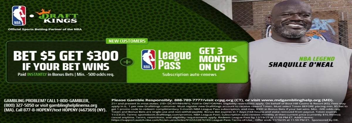 DraftKings Sportsbook Bonus - Bet $5 Get $300