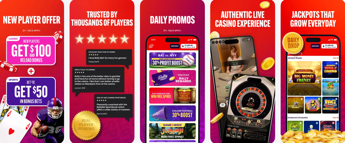 Preview of the Bally Bet mobile app