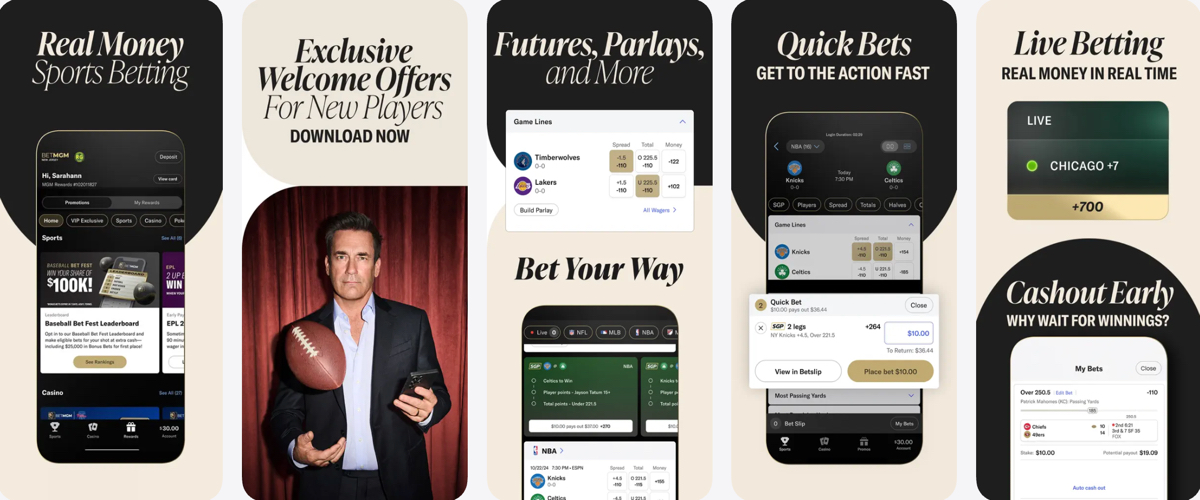 Preview of the BetMGM Sportsbook mobile app