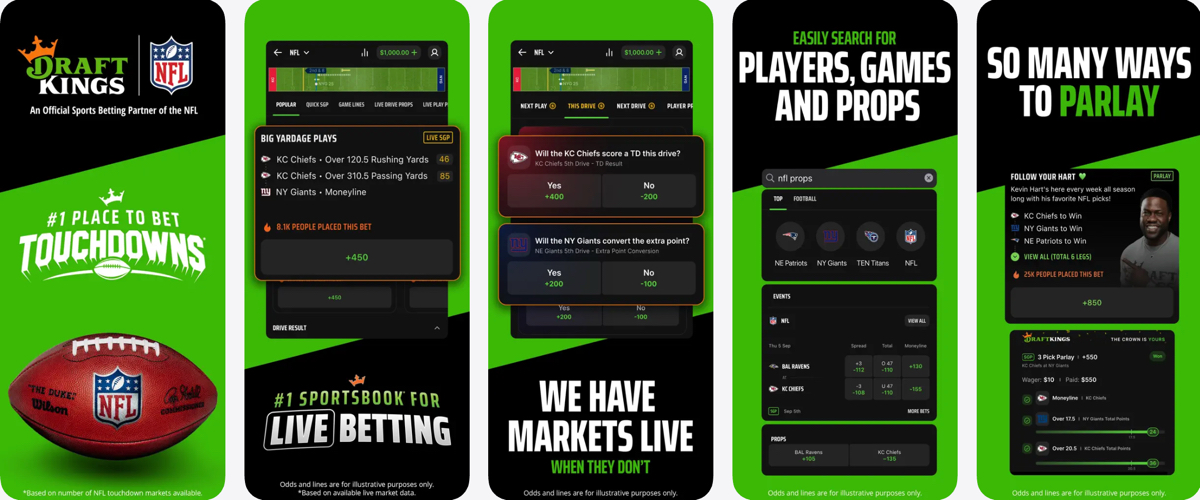 Preview of the DraftKings Sportsbook mobile app