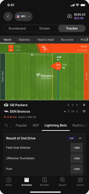 Fanatics Sportsbook Lightning Bets for in-game wagering