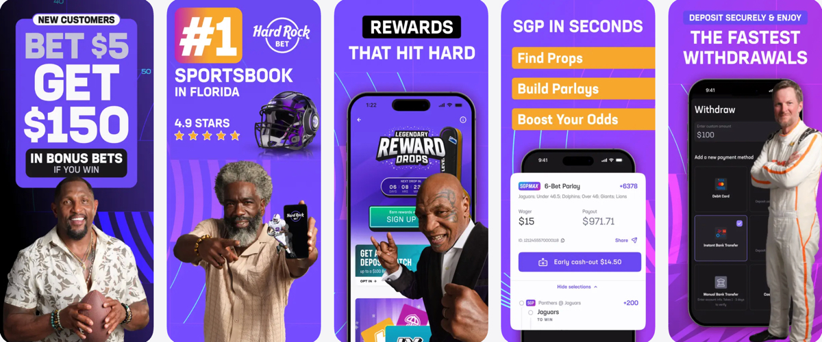 Preview of the Hard Rock Bet mobile app