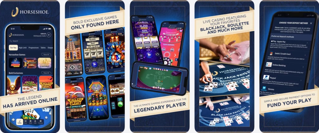 Preview of the Horseshoe Online Casino WV mobile app
