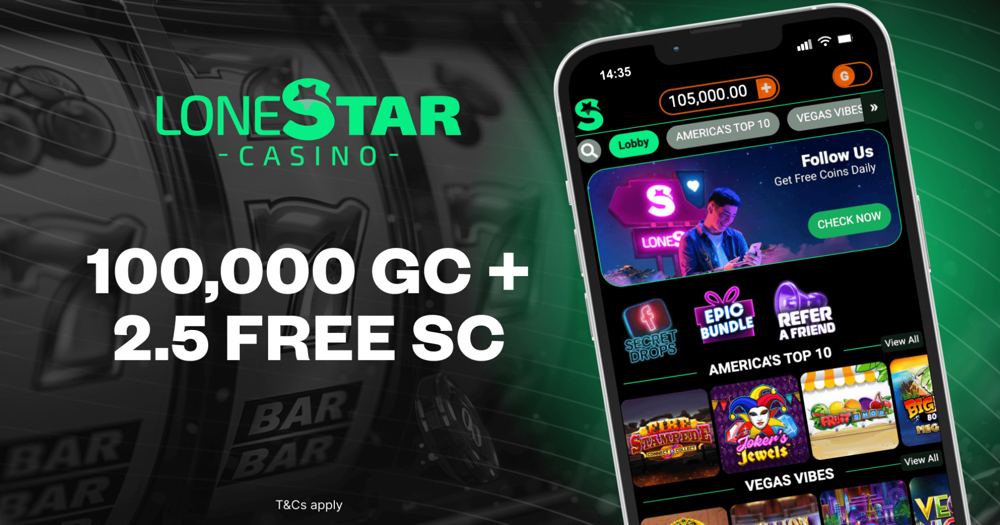 Promotional graphic showing LoneStar Casino's welcome offer in Louisiana