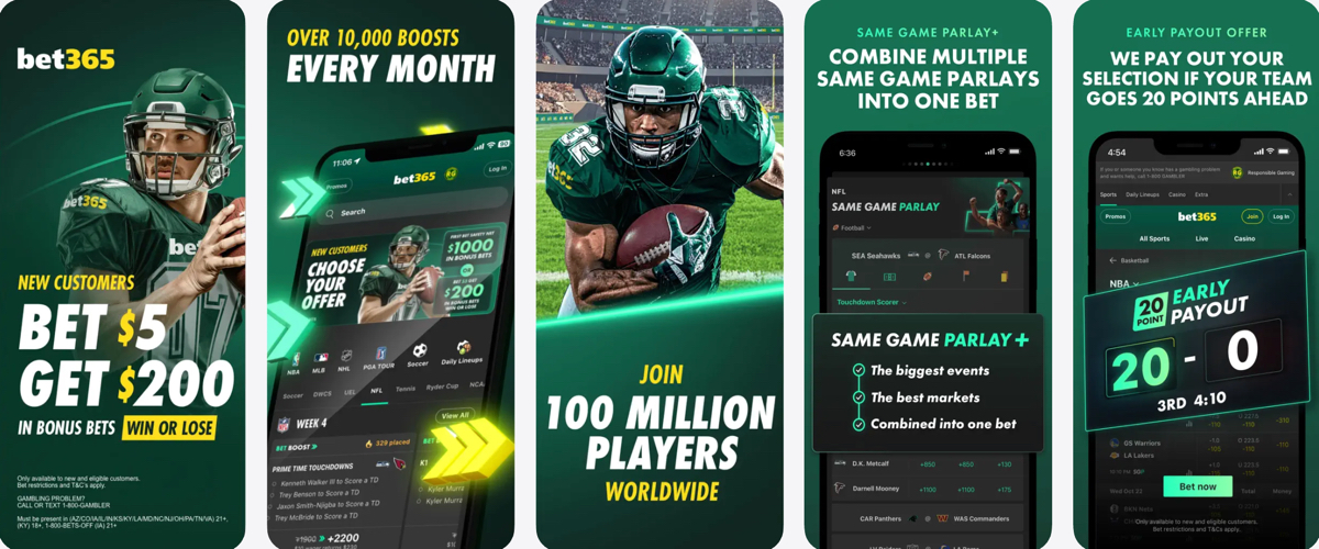 Preview of the bet365 Sportsbook mobile app