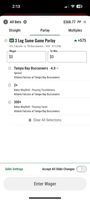 Caesars Sportsbook app showing a filled-out bet slip