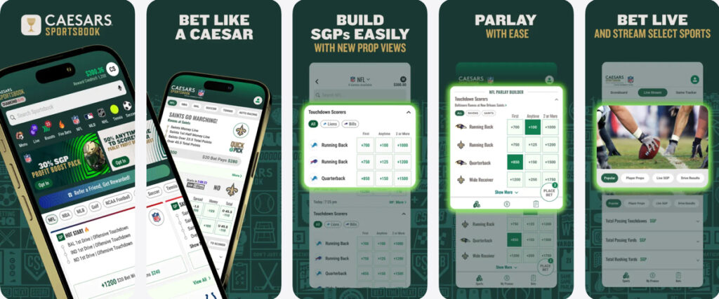 Preview of Caesars Sportsbook iOS app