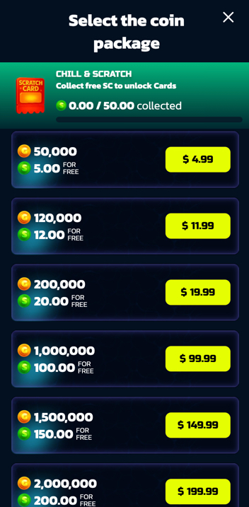 SweepShark Gold Coin packages available for purchase
