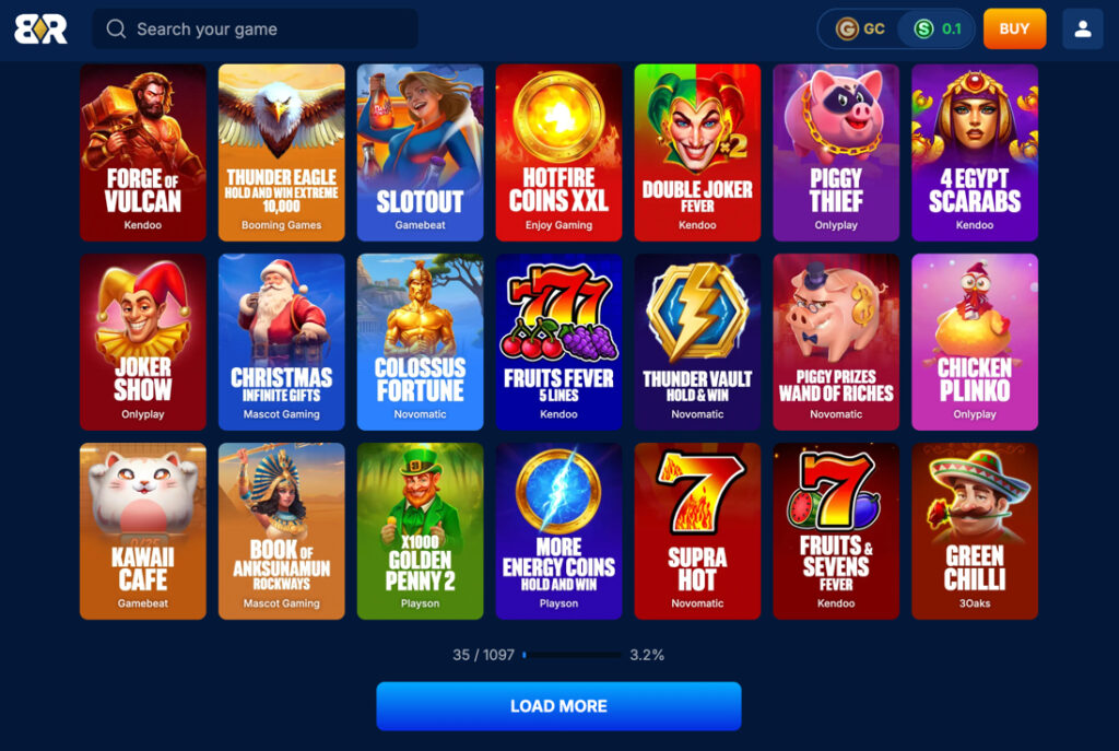 BankRolla All Games page showing the full game library