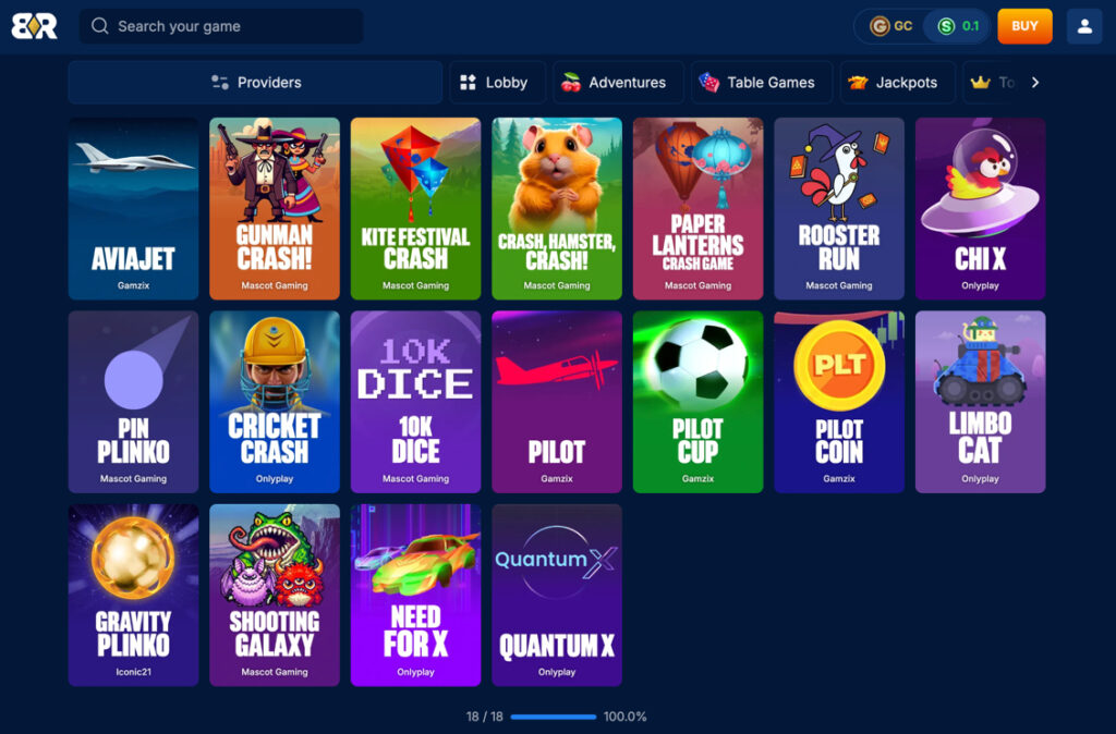 Crash Games selection on BankRolla