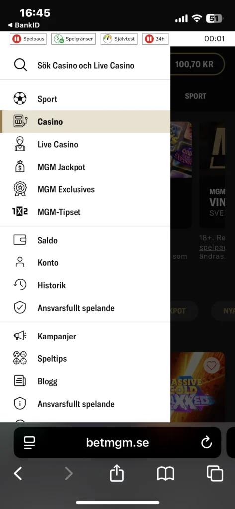 Spelutbud BetMGM