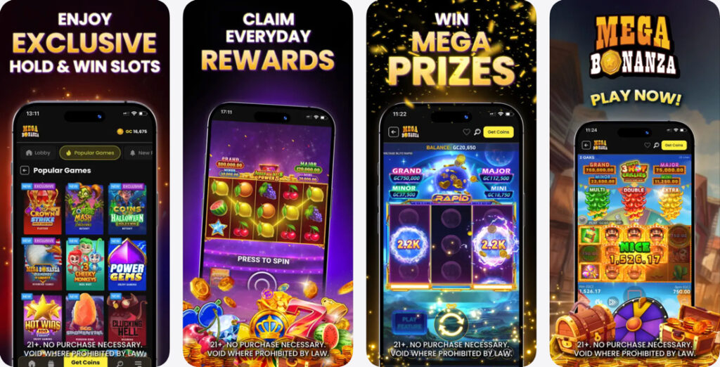 Preview of the Mega Bonanza mobile app for iPhone