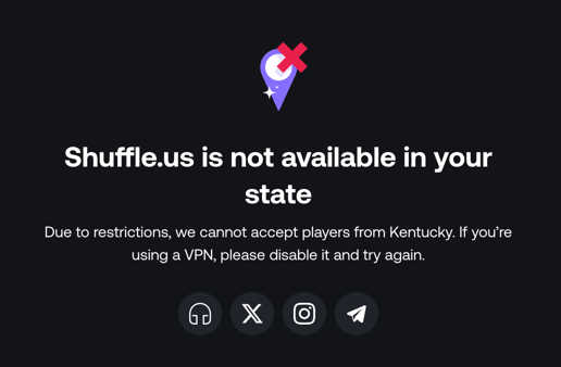 Shuffle.us geolocation error message blocking access in restricted states