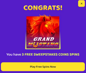 Spindoo free spins available on Grand Mustang slot after claiming welcome bonus