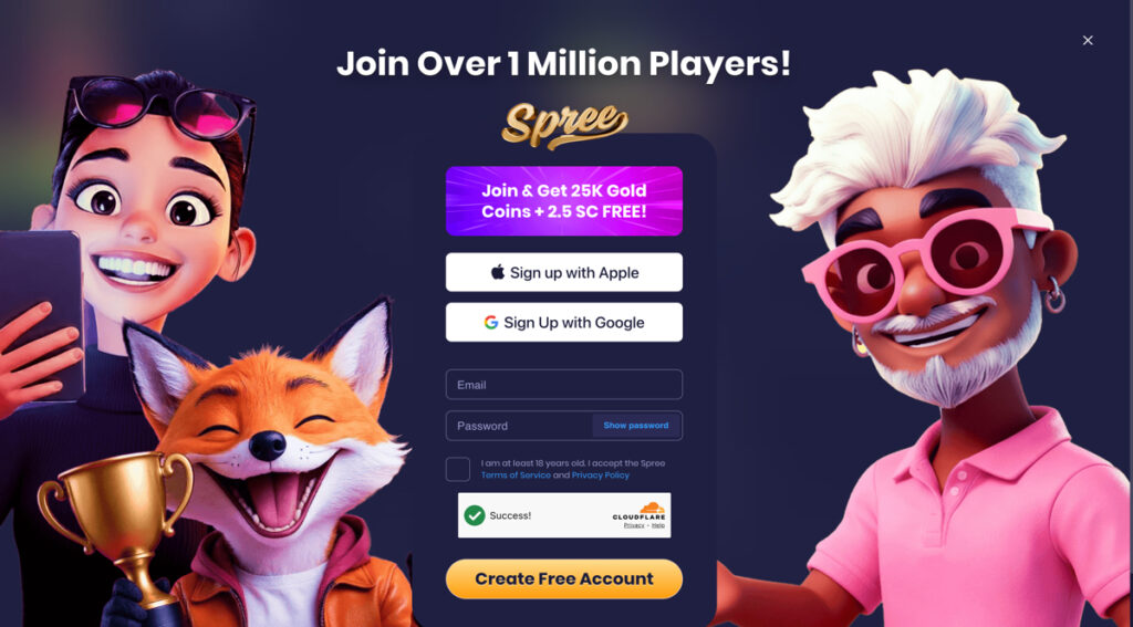 Spree Casino registration page