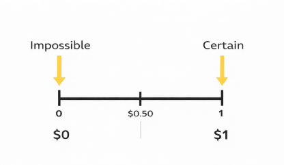 Prices on Kalshi range between 0 and 1 and represent the market’s implied probability.