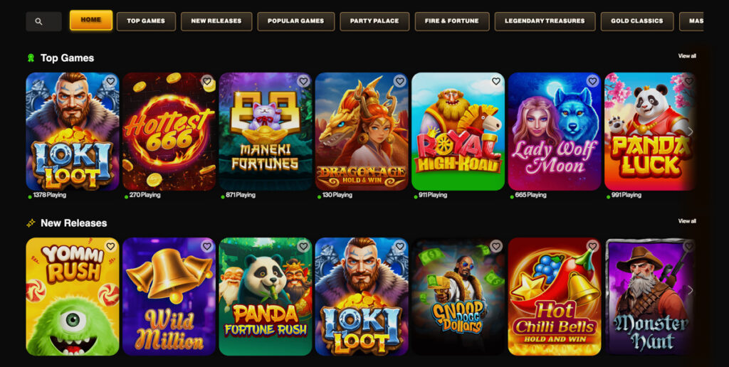 Gold Treasure Casino top slots and new releases section