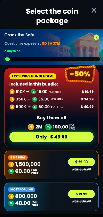 Mr. Goodwin Casino first-purchase bonus packages