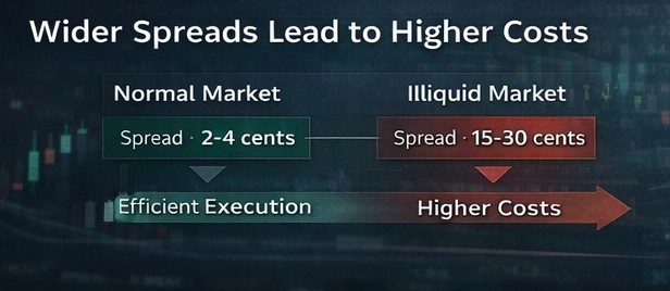 Kalshi wider spreads can increase trading costs when liquidity is thin