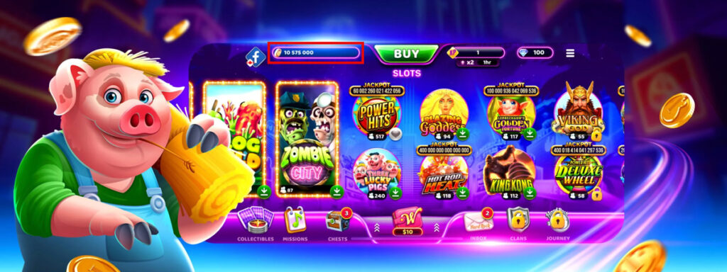 Hard Rock Jackpot Planet app with virtual Coins balance outlined at the top