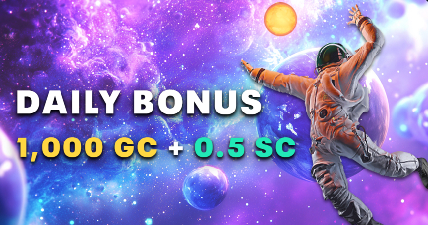 Moonspin Casino daily login bonus offering 1,000 GC and 0.5 SC every 24 hours