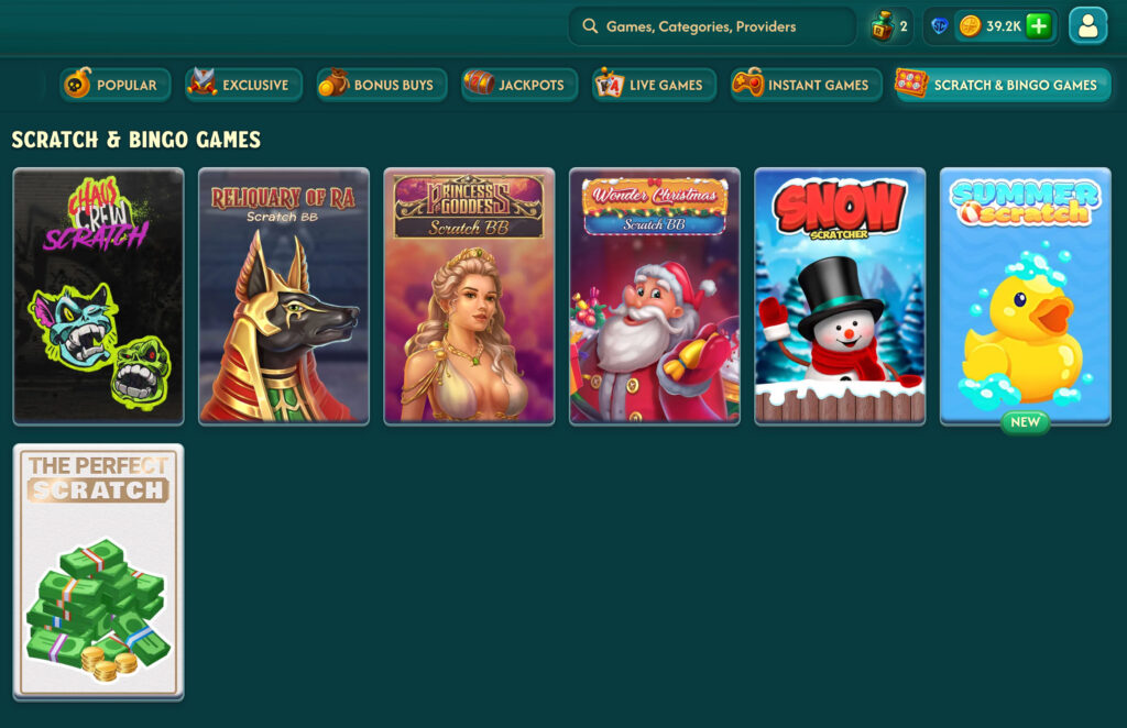 Big Pirate Casino Scratch & Bingo Games section